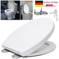 WC Sitz Absenkautomatik Toilettendeckel Duroplast Klobrille Wei&szlig; Klo G&auml;ste Decke