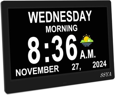 Dementia Clock for Seniors, Digital Clock with Date and Day of Week, Auto DST,
