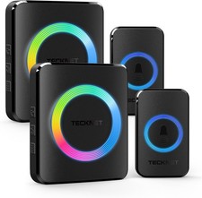 Wireless Doorbell with 2 Push Buttons 2 Receivers, IP65 Waterproof Twin Door Bel