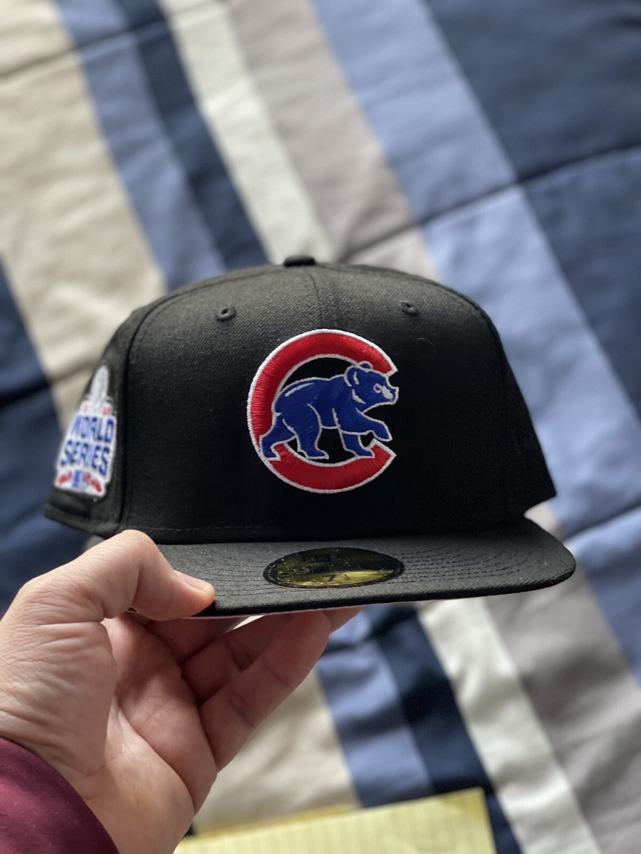 Chicago Cubs New Era Black Hat Fitted 7 1/4 World Series 2016 Pink Bottom READ World Series 7 1/4 Size Chicago Cubs MLB Fan Apparel  main image 3