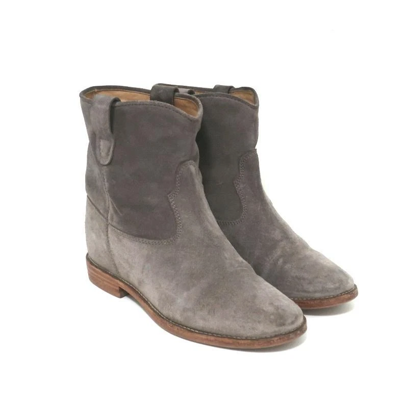 Isabel Marant Etoile Crisi Ankle Boots Gray Suede Size 38 Hidden