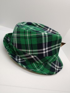 green plaid fedora hat
