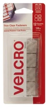 Velcro 91330 Thin Clear Fasteners, 7/8 Inch Squares, Set of 12
