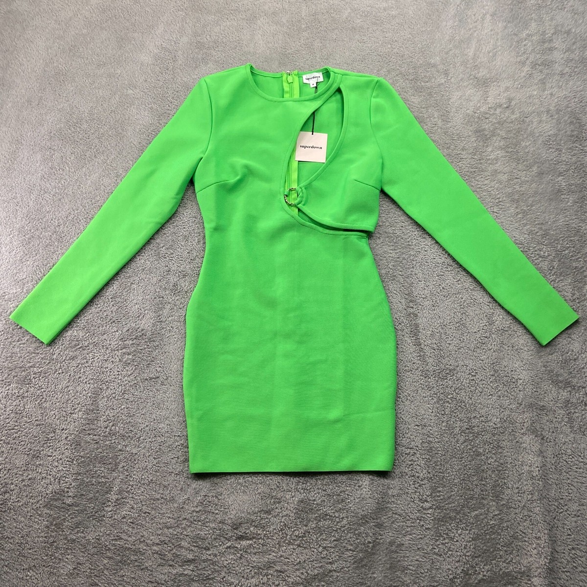 Superdown Sasha Dress Women's Medium Bright Green Cutout Bandage Mini Party  | eBay