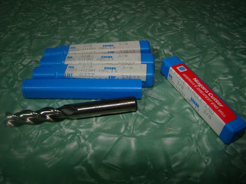 Niagara Cutter A337 3Flute SE, 3/8 DIA, 3/8 Shank HSS High Helix End Mills LOT