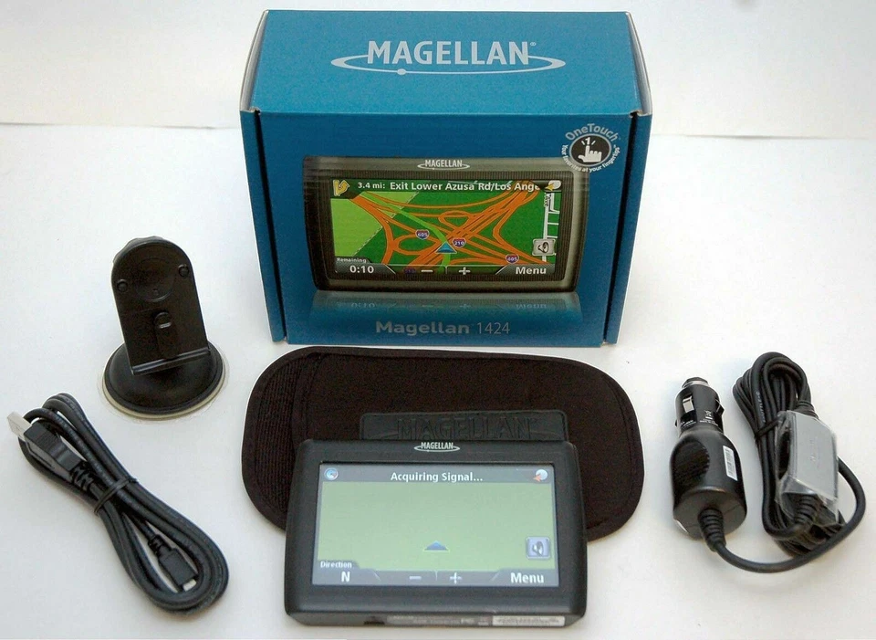 Magellan RoadMate 1424 Portable GPS Navigator System US Canada TRAFFIC Set - Image 2 of 4