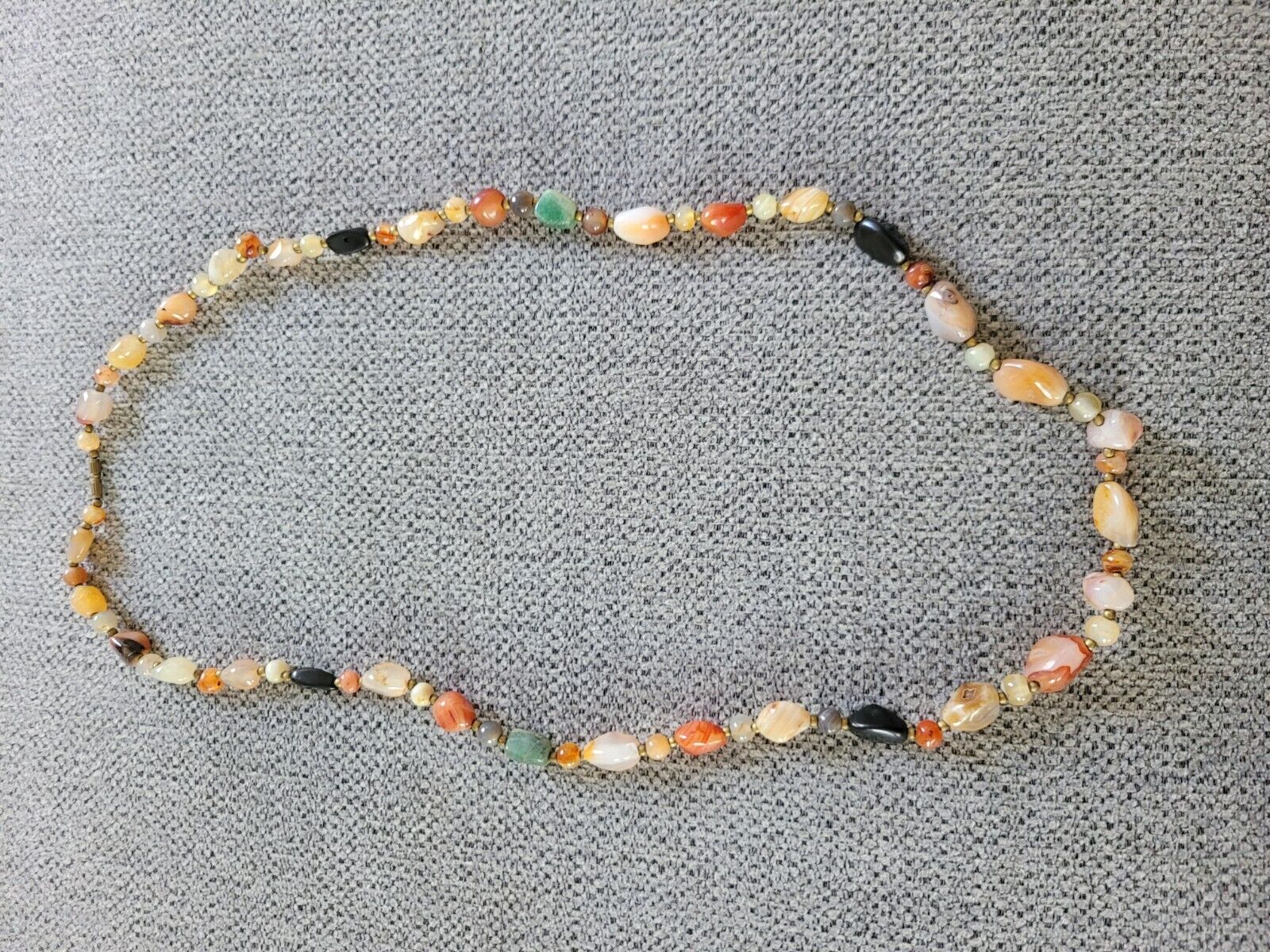 Vintage Beaded Multi Stone Agate Necklace Gemston… - image 4