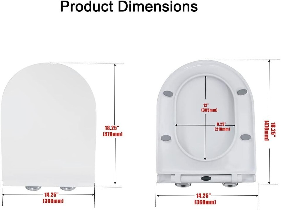 UF080 18.25" Elongated U Shape Toilet Seat Soft Close Quick Release Heavy Duty | eBay