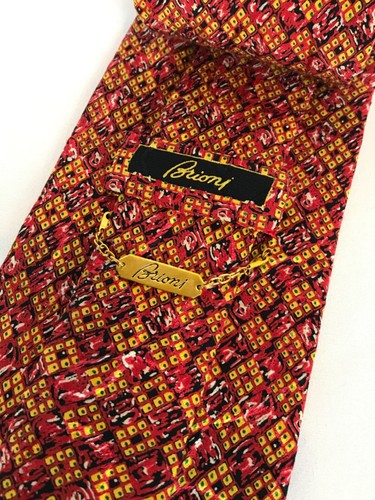 BRIONI Mens Tie 100% Silk Made in Italy Red/Yellow 58x 3.75 Colorful Free Ship - Picture 5 of 13