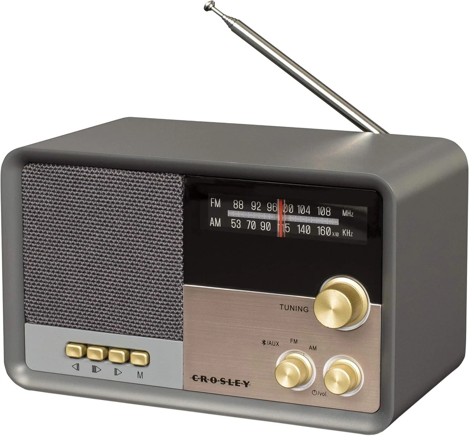 ✅ Crosley CR3036D-CL Tribute AM/FM Radio with Built-In Bluetooth - Charcoal ✅  - Image 2 of 4