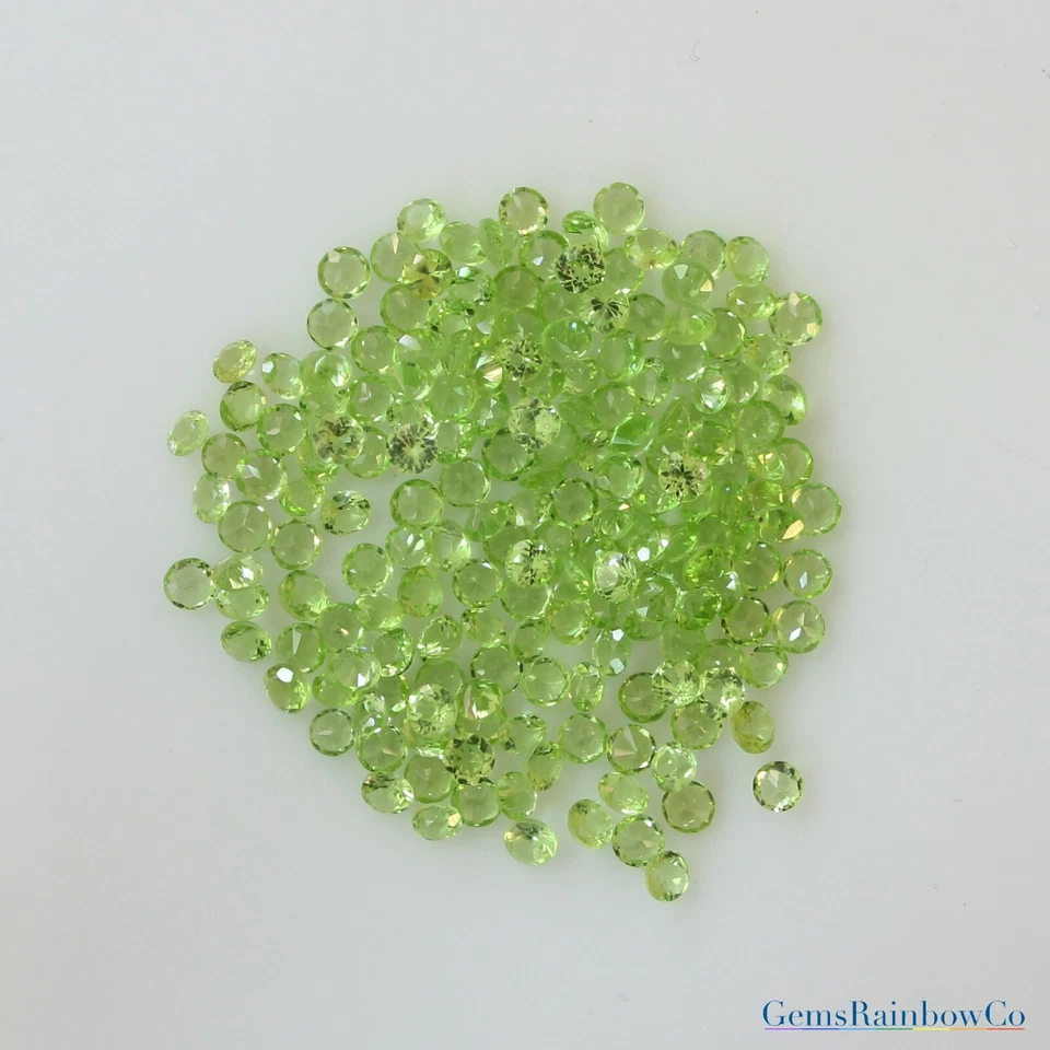 Natural Peridot Green Round Faceted 1.5mm, 2.5mm, 2.75mm & 3mm Stone AAA Quality - Image 3 of 4