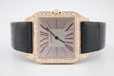 CARTIER SANTOS DUMONT LARGE 44MM 18K ROSE GOLD DIAMOND ENCRUSTED