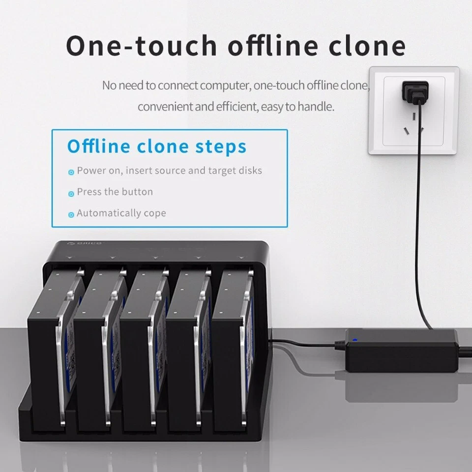 5 Bay USB3.0 SATA HDD SSD Docking Station Offline Clone 2.5"3.5" Hard Drive UASP - Image 2 of 4