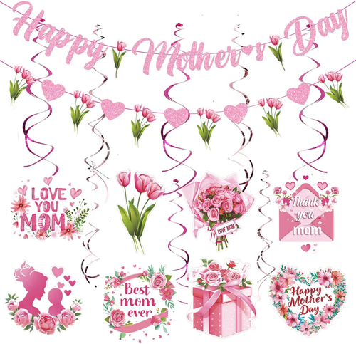 Happy Mother'S Day Banner Set Decoration for Mother'S Day Party Decorations Back