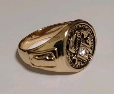 Gold Master Mason Ring GRÖSSE 10 Freimaurer Quadrat Kompass Freimaurer KOSTENLOSER VERSAND 