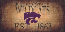 KANSAS STATE WILDCATS HERITAGE EST. DATE DISTRESSED WOOD SIGN 12X6