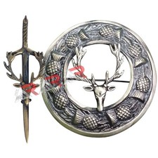Brand New Stag Head Kilt Pin  Brooch Badge Fly Plaid High Quality Antique End