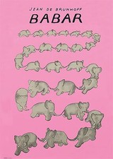 JEAN DE BRUNHOFF Babar The Pink Carousel 27.5" x 19.5" Poster 2017 Contemporary