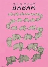 JEAN DE BRUNHOFF Babar The Pink Carousel 27.5" x 19.5" Poster 2017 Contemporary