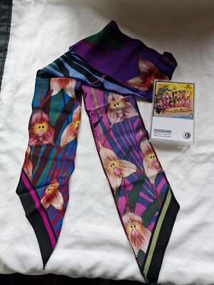 Rockins Damen Seide Kopf/Halstuch, L 50'', W 3'' Affe Orchidee Neu