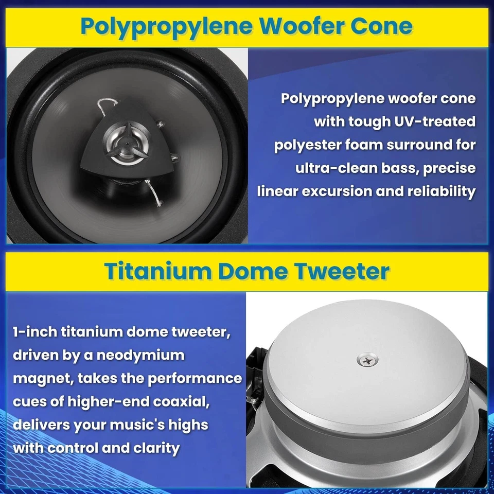 Paquete de 4 altavoces Kicker actualizados para Jeep Wrangler JK JKU 2007-2018 77KICK10 6,5 pulgadas Foto 4 de 4