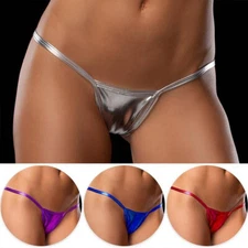 Sexy Women PU Leather G-string Thongs Underwear Triangle Briefs Panties US