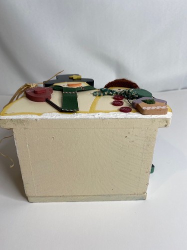 Christmas Snowman Vintage Wooden Coaster Set (6) Handpainted Holiday Decor - Picture 7 of 12