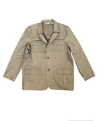LL Bean Travel Field Jacket Mens Coat Blazer Khaki Safari Vent size 50 Tall 