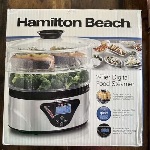 NEW Hamilton Beach Digital Food Steamer Stackable TwoTier Bowls 5.5