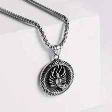 Men's Stainless Steel Zodiac Sign Pendant Necklace Scorpio with  Chain