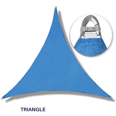 16-48ft Sun Shade Sail Blue Triangle Patio Yard Canopy Cover w/ Steel Wire & Kit