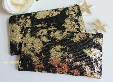 2 x MAC Metallic Gold Black Makeup Cosmetic Zipper Bag NEW - Free Shipping