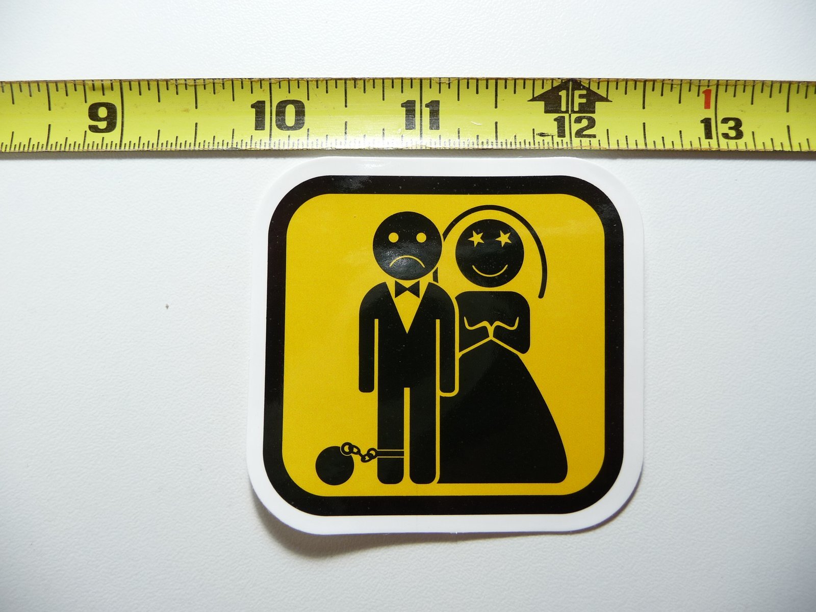 WEDDING MARRIAGE BALL CHAIN DECAL STICKER SIGN FUN LITTLE SIGNS CUTE