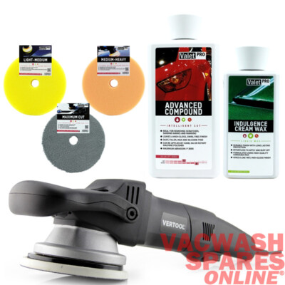 VERTOOL FORCE DRIVE DUAL ACTION MACHINE POLISHER - VALETPRO COMPOUND AND DA PADS