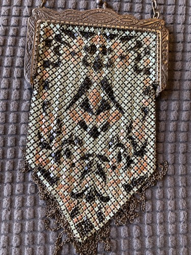 Antique Mesh Purse-Mandalian Mfg Co-Enamel