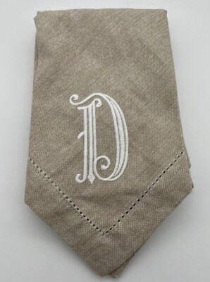 Mud Pie Embroidered Monogram Napkins 'D' set of 4 new without package