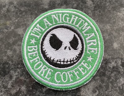 Nightmare Before Coffee Jack Skellington Bügelbild Patch