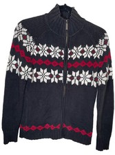 Eddie Bauer Vintage Made in USA Cotton Blend Nordic Sweater Women's S Fair Isle