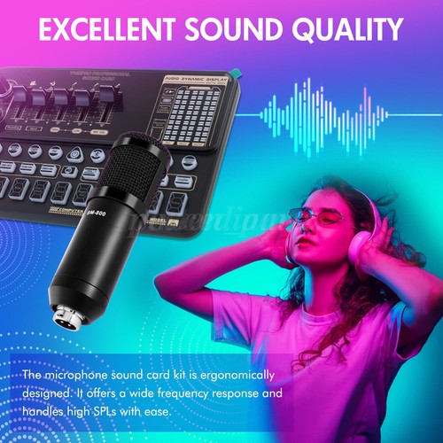 Condenser Microphone Studio Recording Professional Live Sound Card Kit Bluetooth - Picture 5 of 21