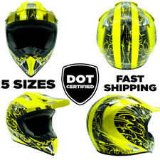 Yellow Hi-Viz Helmet Adult Dirt Bike ATV UTV Off Road ORV Motocross DOT MX