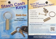 Mini Brass Cash-Can keeps Emergency Cash on your Key Chain - Made in USA