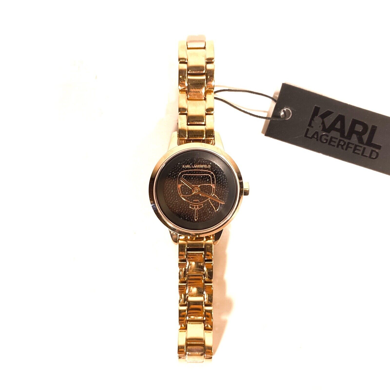 KARL LAGERFELD Swarovski Womens Ikonik Link Strap Watch Rose Gold (MSRP $139)