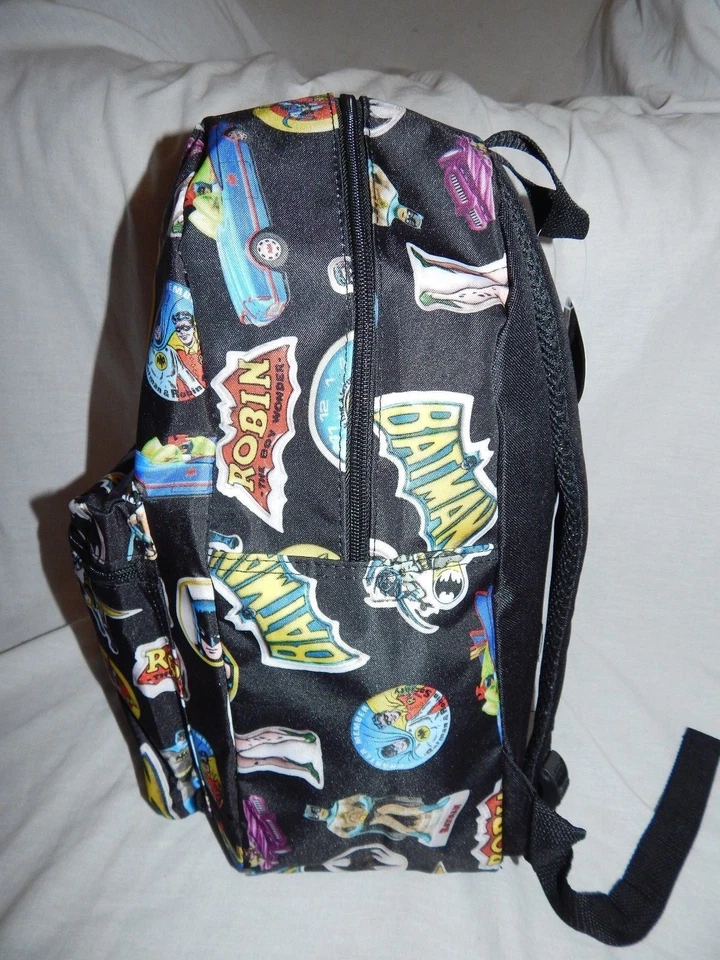 Backpack Batman & Robin School Book Bag Vintage Black NEW Purse Tote Batmobile - Image 2 of 4