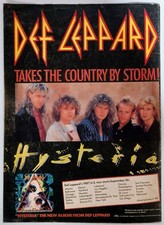 DEF LEPPARD HYSTERIA 1987 TOUR/ALBUM PROMO MAGAZINE PRINT AD ADVERT POSTER PINUP