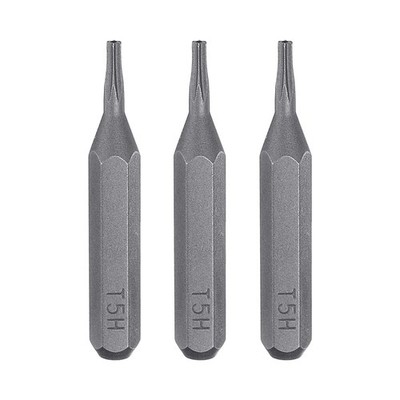 3pcs T5H Magnetic Torx Screwdriver Bit 5/32'' Hex Shank 28mm Length S2 Steel