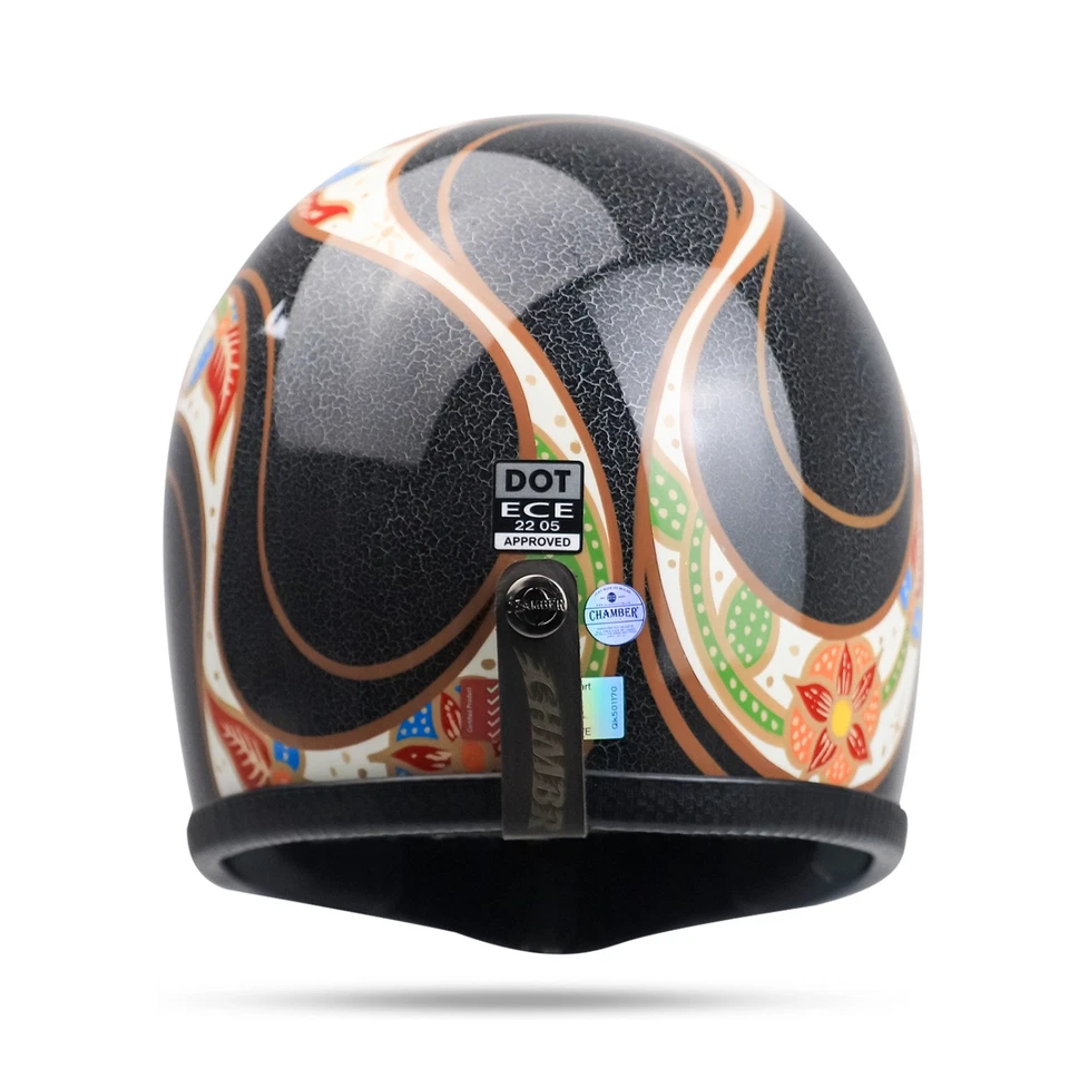 ¡OFERTA! CASCO RETRO PERSONALIZADO ORION BATIK PATRÓN CRACK BOBBER CHOPPER MOTOCICLETA Foto 3 de 4
