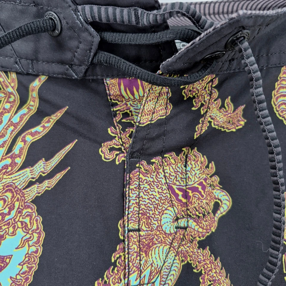 Volcom Mod-Tech Mens Board Shorts Size 26 Black Marine Monsters Swim Trunks - Image 2 of 4