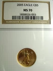 2005 G$5  GOLD AMERICAN EAGLE   NGC MS 70  - NO RESERVE