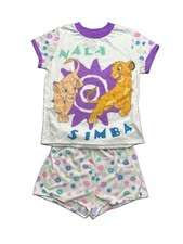 Rare Vintage 90s Disney The Lion King Simba Nala Purple Sun Floral AOP Set