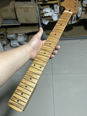 Reverse big headstock 22frets 2a Roasted flame Maple guitar neck 25.5inch
